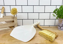 Load image into Gallery viewer, Cream Dustpan &amp; Bamboo Wooden Brush
