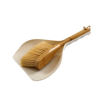 Load image into Gallery viewer, Cream Dustpan &amp; Bamboo Wooden Brush
