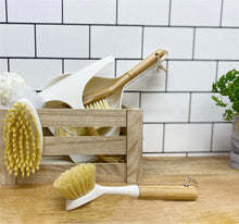 Load image into Gallery viewer, Cream Washing Up Brush with Bamboo Wooden Handle
