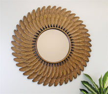 Load image into Gallery viewer, Bronze Effect Feather Frame Mirror
