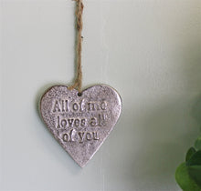 Load image into Gallery viewer, Small Hanging Silver Heart with Love Quote
