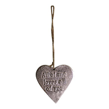 Load image into Gallery viewer, Small Hanging Silver Heart with Love Quote
