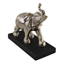 Load image into Gallery viewer, Large Ornamental Silver Metal Elephant On Plinth
