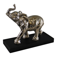 Load image into Gallery viewer, Large Ornamental Silver Metal Elephant On Plinth
