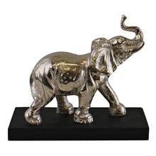 Load image into Gallery viewer, Large Ornamental Silver Metal Elephant On Plinth
