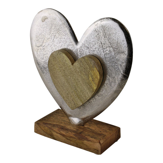 Large Metal and Wood Standing Heart Decoration