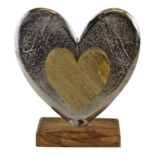 Load image into Gallery viewer, Large Metal and Wood Standing Heart Decoration
