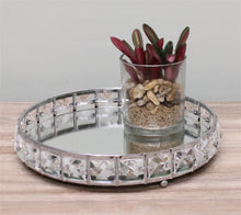 Load image into Gallery viewer, Small Mirrored Silver Tray With Bead Design, 21cm.
