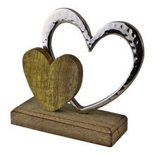 Load image into Gallery viewer, Small Double Heart On Wooden Base Ornament
