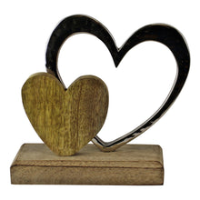 Load image into Gallery viewer, Small Double Heart On Wooden Base Ornament
