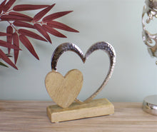 Load image into Gallery viewer, Large Double Heart On Wooden Base Ornament
