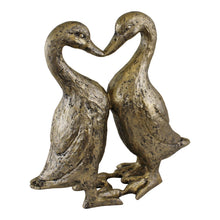 Load image into Gallery viewer, Gold Resin Kissing Ducks Heart Ornament
