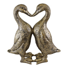 Load image into Gallery viewer, Gold Resin Kissing Ducks Heart Ornament
