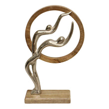 Load image into Gallery viewer, Abstract Ornament, Silver Couple In Wooden Circle, 31cm.
