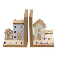 Load image into Gallery viewer, Pair of Bookends, Wooden Houses Design
