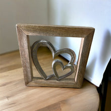 Load image into Gallery viewer, Wooden Framed Metal Hearts, 20cm
