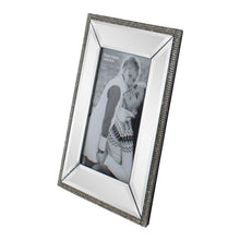 Load image into Gallery viewer, 4 x 6 Mirrored Freestanding Photo Frame With Crystal Detail
