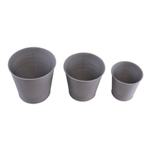 Load image into Gallery viewer, Set of 3 Round Metal Planters, Grey
