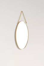 Load image into Gallery viewer, Gold Hanging Oval Mirror
