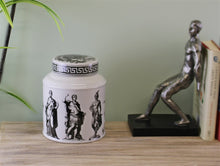 Load image into Gallery viewer, Large Round Grecian Style Porcelain Jar, Grecian Pottery
