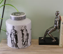 Load image into Gallery viewer, Small Round Grecian Style Porcelain Jar, Grecian Pottery
