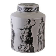 Load image into Gallery viewer, Small Round Grecian Style Porcelain Jar, Grecian Pottery
