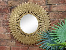 Load image into Gallery viewer, Large Gold Feather Design Mirror
