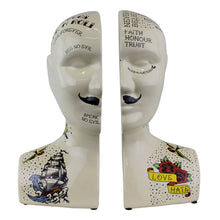 Load image into Gallery viewer, Ornamental Ceramic Phrenology Bookends
