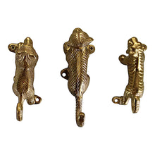 Load image into Gallery viewer, Set of 3 Gold Metal Safari Animal Coat Hooks
