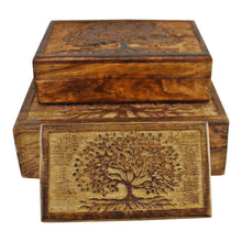 Load image into Gallery viewer, Set Of 3 Tree Of Life Wooden Boxes
