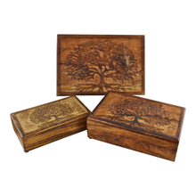 Load image into Gallery viewer, Set Of 3 Tree Of Life Wooden Boxes
