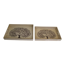 Load image into Gallery viewer, Set Of 2 Tree Of Life Wooden Trays
