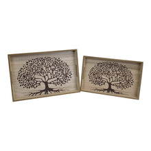 Load image into Gallery viewer, Set Of 2 Tree Of Life Wooden Trays
