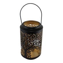 Load image into Gallery viewer, Medium Tree Of Life Cutout Design Black Candle Lantern
