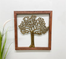 Load image into Gallery viewer, Brass Tree Of Life In Wooden Frame
