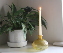 Load image into Gallery viewer, Yellow Ribbed Glass Candle Holder
