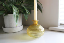 Load image into Gallery viewer, Yellow Ribbed Glass Candle Holder
