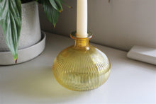 Load image into Gallery viewer, Yellow Ribbed Glass Candle Holder
