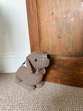 Load image into Gallery viewer, Brown Herringbone Fabric Sausage Dog Doorstop
