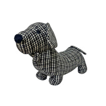 Load image into Gallery viewer, Grey Herringbone Fabric Sausage Dog Doorstop
