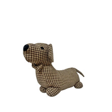 Load image into Gallery viewer, Brown Herringbone Fabric Sausage Dog Doorstop
