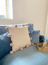 Load image into Gallery viewer, Beige Square Pompom Cushion
