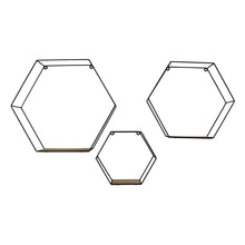 Load image into Gallery viewer, Set Of 3 Hexagonal Wall Shelves
