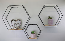 Load image into Gallery viewer, Set Of 3 Hexagonal Wall Shelves
