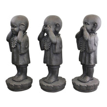 Load image into Gallery viewer, Set Of 3 Stone Effect See No Evil, Hear No Evil, Speak No Evil Monks
