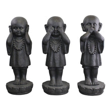 Load image into Gallery viewer, Set Of 3 Stone Effect See No Evil, Hear No Evil, Speak No Evil Monks
