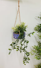 Load image into Gallery viewer, Blue Ceramic Hanging Pot with Plants
