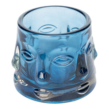 Load image into Gallery viewer, Blue Glass Face Design Candle Holder
