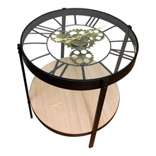 Load image into Gallery viewer, Black Metal Glass Topped Clock Table
