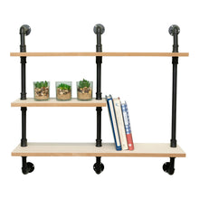 Load image into Gallery viewer, Black Pipe  &amp; Wooden Shelves 70.5cm
